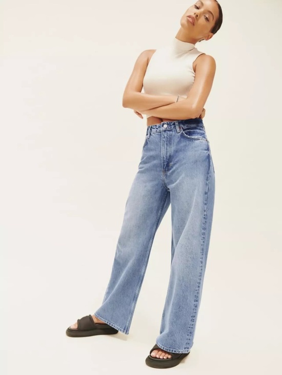 Reformation Denim - Reformation Light Blue‎ Wilder High Rise Wide Leg Cropped Jeans